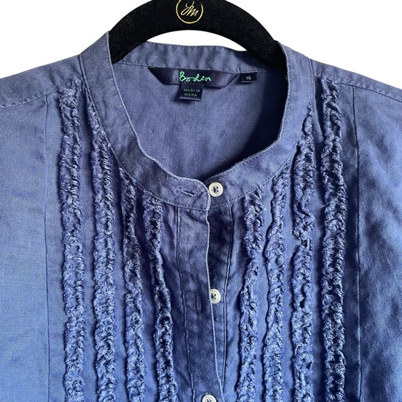 Boden Chambray Button-Up Tunic Shirt Dress 100% Linen - Picture 2 of 9